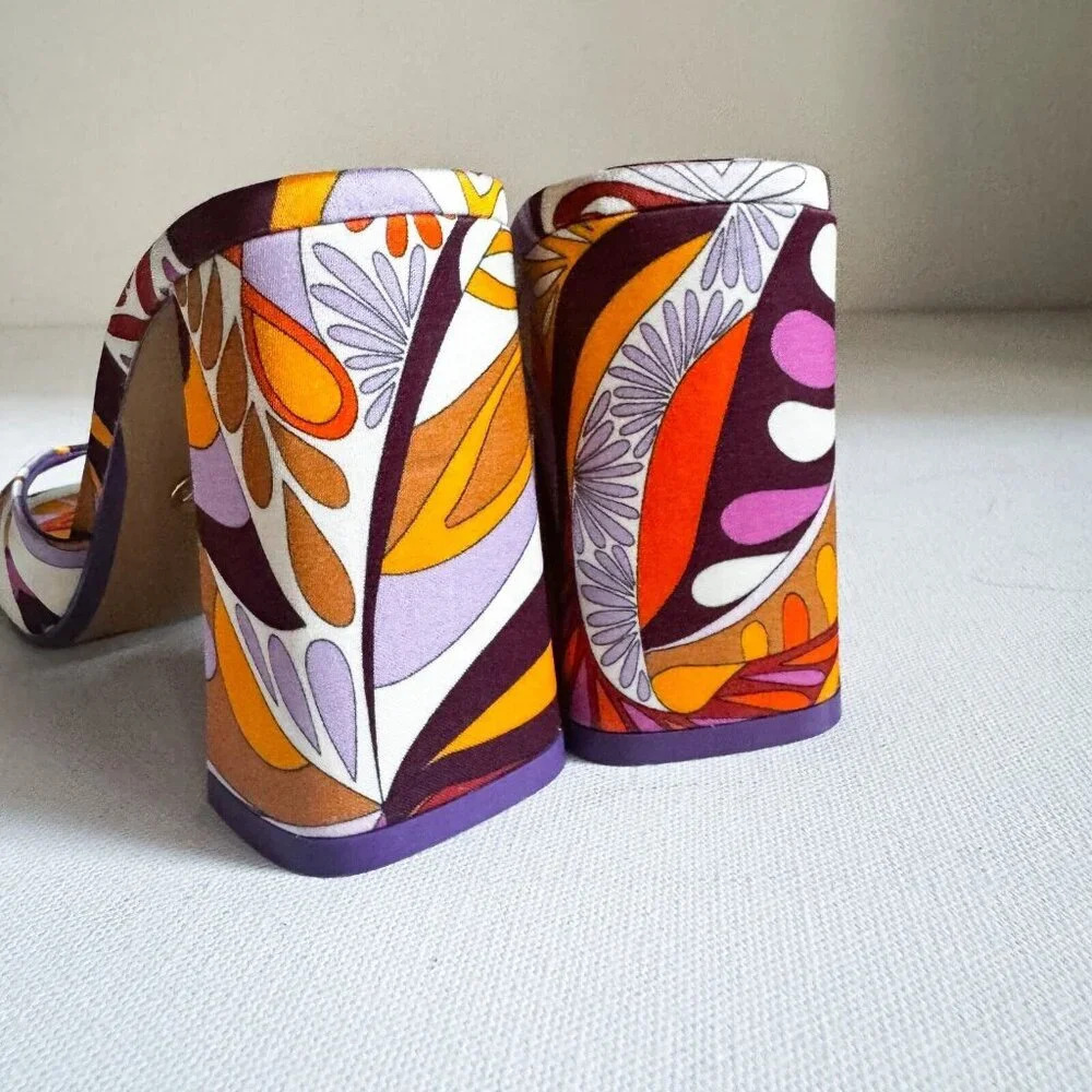 Zara Colorful  Psychedellic Print Square toe Slides 36 - Picture 6 of 14